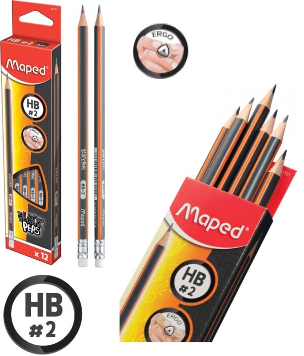 עפרונות אורטופדיים +מחק HB MAPED