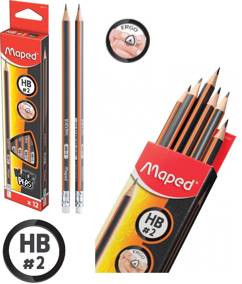 עפרונות אורטופדיים +מחק HB MAPED