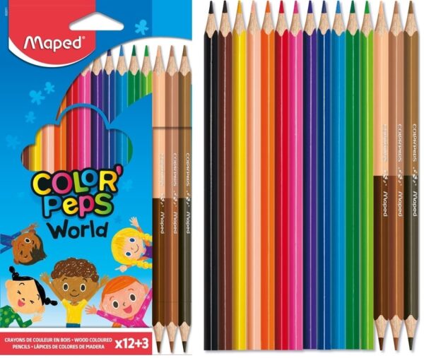 12 צבעי עפרון 3 + STAR דו צדדי גווני גוף  MAPED