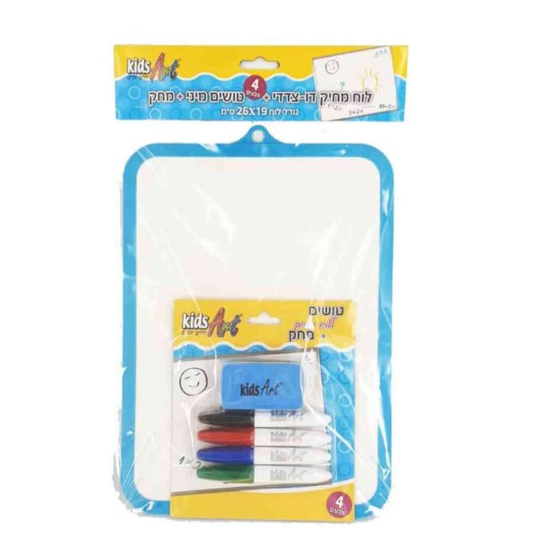 טושים ללוח מחיק + מחק + לוח – 4 צבעים