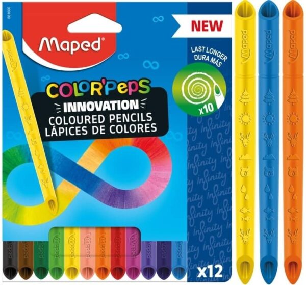 צבעי עפרון ללא חידוד אינפיניטי 12 יח’ – Maped מאפד