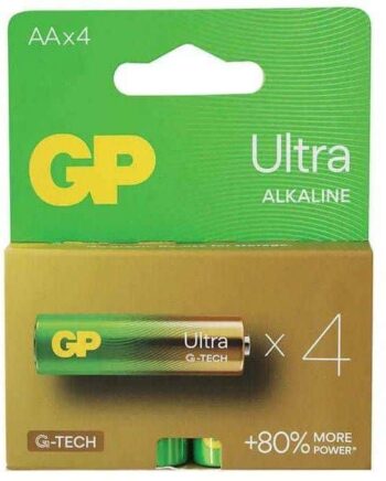 4 סוללות AA לא נטענות דגם Ultra Alkaline של חברת GP