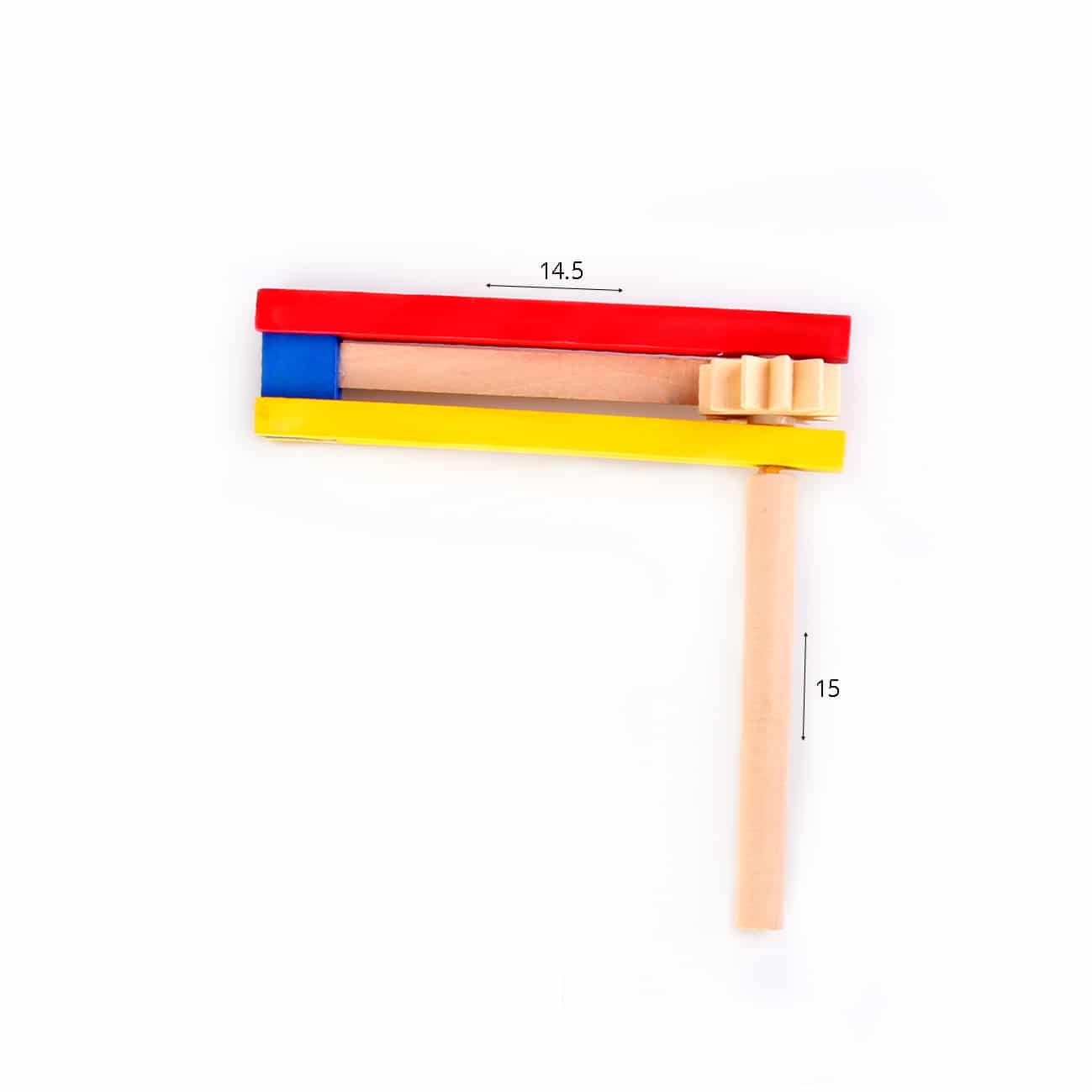 רעשן עץ צבעוני 12.5 ס”מ
