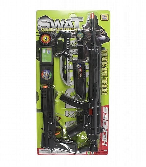 סט שוטר SWAT רובה קת מתקפלת אקדח 8 אביזרים