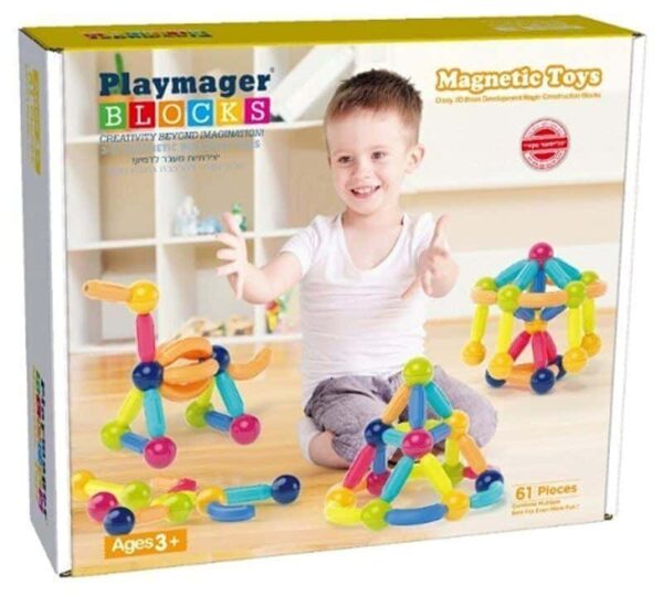 הרכבת מגנטים מוטות וכדורים 61 חלקים