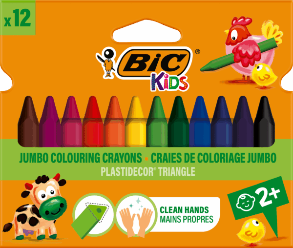 12 צבעי ביק Bic ג'מבו ארגונמי