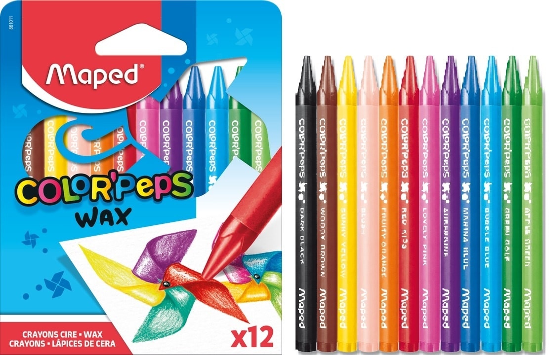 צבעי שעווה 12 גוונים לא רעיל Maped מאפד