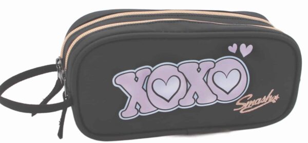 קלמר 2 תאים COOL דגם-שחור  XOXO  ורוד