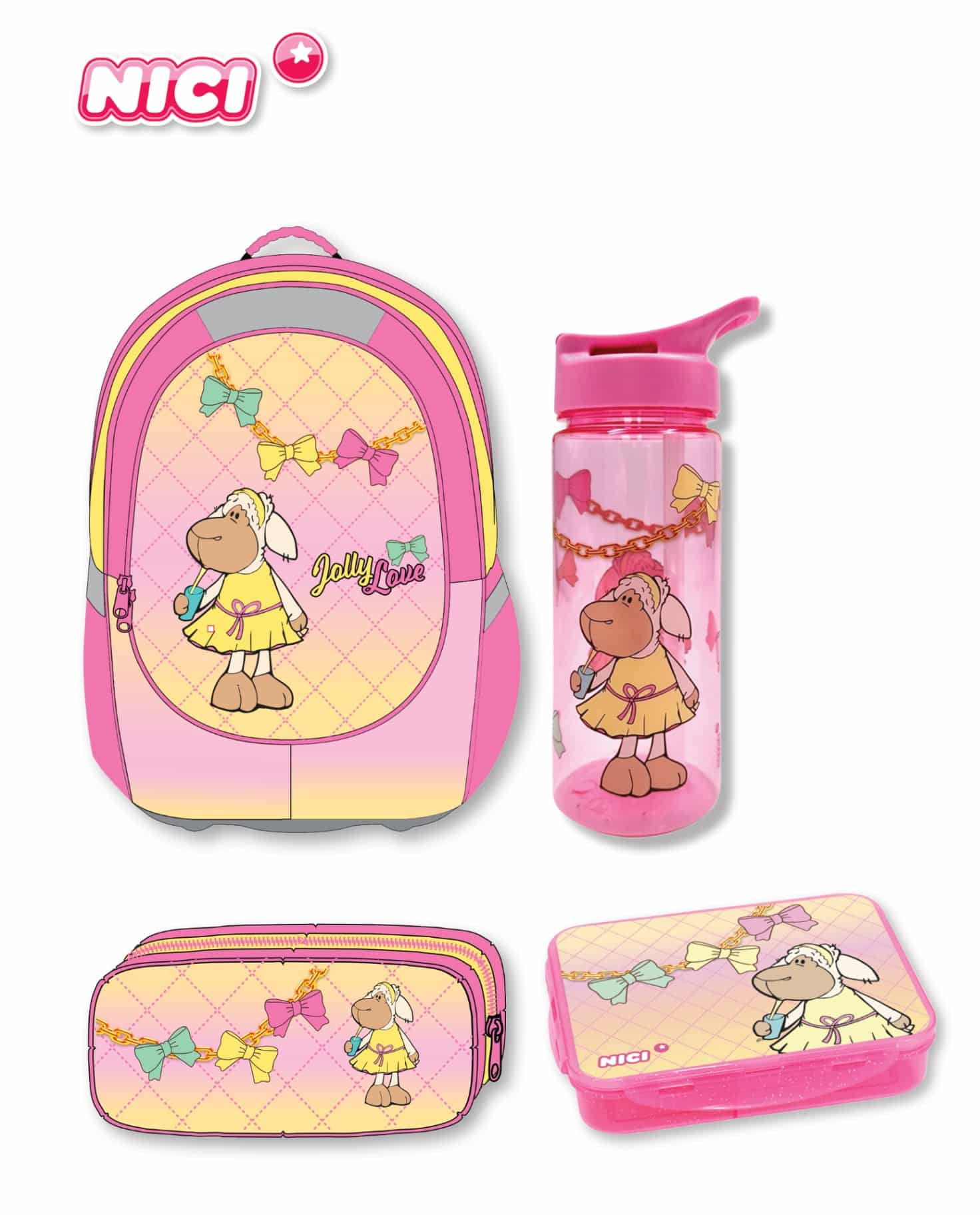 תיק NICI מארז דגם -שרשרת פפיונים תיק+קלמר+קופסא+בקבוק 2024