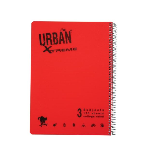 URBAN מחברת ספירלה 3 נושאים  A4 שורה[גדול]