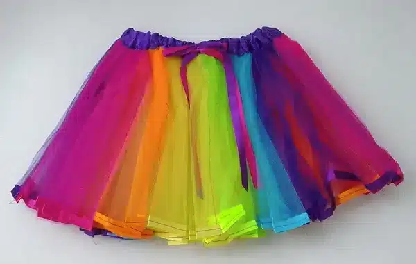 חצאית קשת בענן ארוכה לילדות – תחפושת צבעונית (65×55 ס"מ)