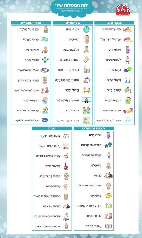 לוח מטלות שלי היהודי -בנות צבע ורוד – תמונה 2