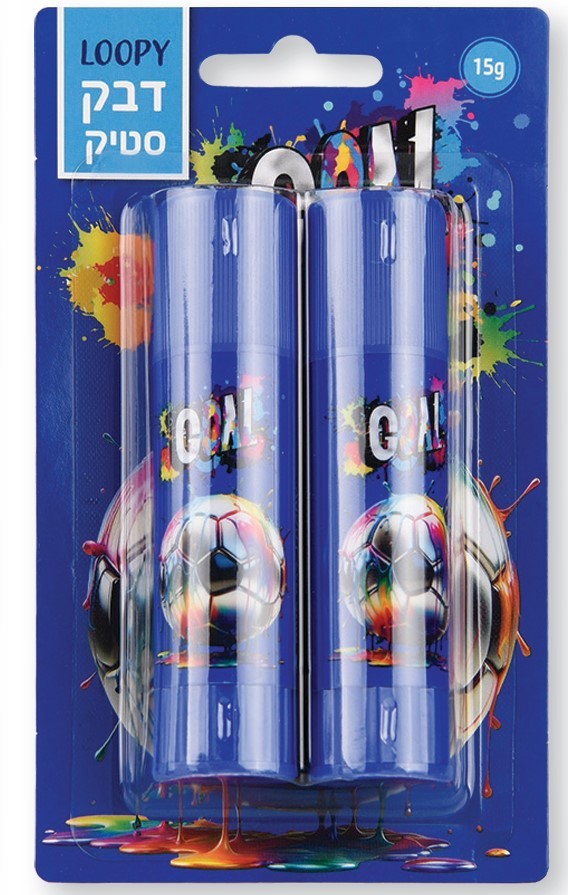 LOOPY דבק סטיק בנים כדורגל צבעוני2 יחידות במארז