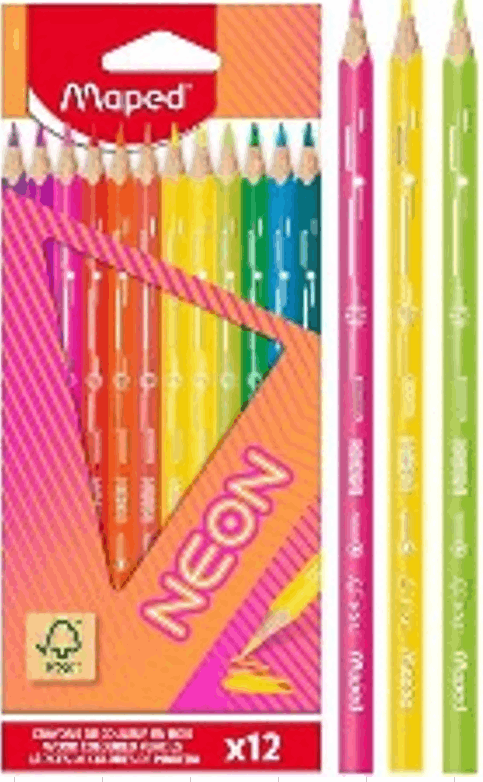 12 עפרונות צבעונים NEON מאפד