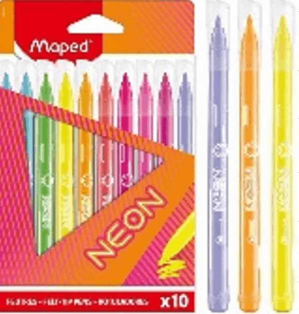 10 טושים NEON  רחיץ  -מאפד