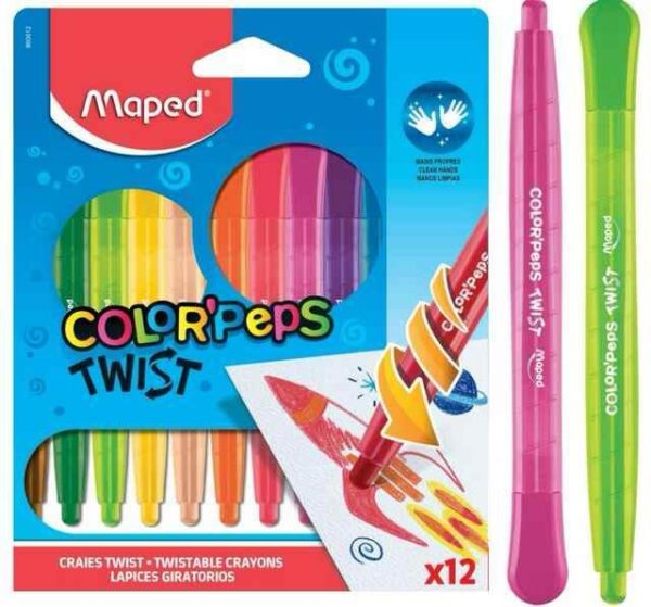 12 צבעי שעווה מתברגים Maped מאפד