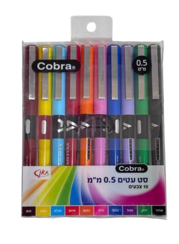 סט עטים COBRA 505 - 10 צבעים מרהיבים | קצה 0.5 מ"מ