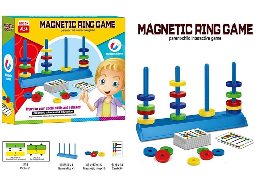 משחק מגנטי דיסקיות מוטות +שעון חול 54 קלפים+16 דיסקיות