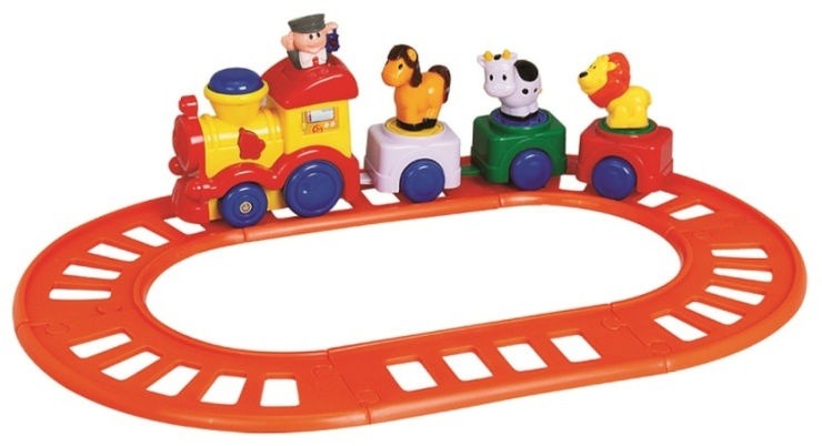 סט פסי רכבת, קטר מנגן ו 3 קרונות התאם צורה חיות