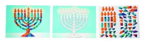 חנוכה קיט מדבקות מוזאיקה חנוכיה