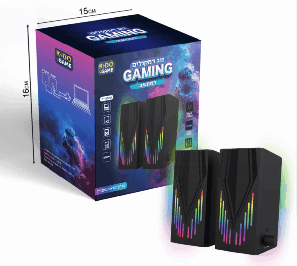 זוג רמקולים למחשב עם תאורת RGB – סאונד איכותי לגיימינג