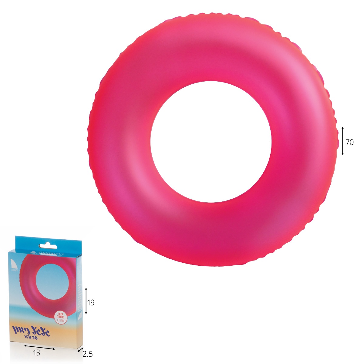 גלגל ים ניאון ורוד 70 ס"מ בקופסה
