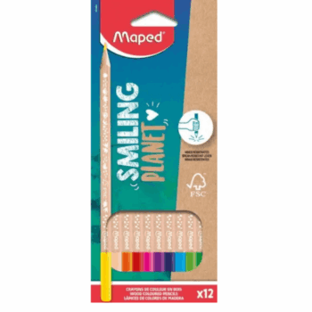 12 עיפרון צבעוני טבעי SMILING PLANET-MAPED