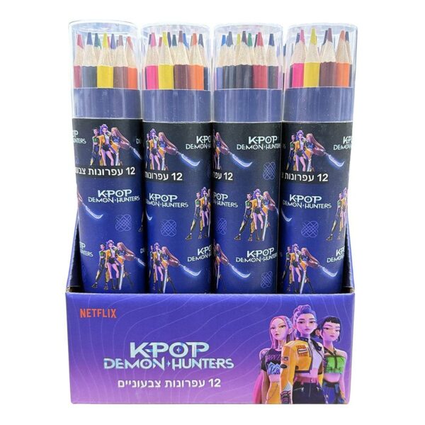 12 עפרונות צבעוניים בגליל קרטון קיי פופ