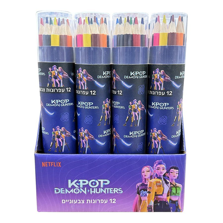 12 עפרונות צבעוניים בגליל קרטון קיי פופ
