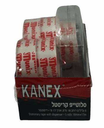 מעמד עם 5 גלילי סלוטייפ קריסטל