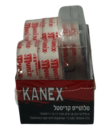 מעמד עם 5 גלילי סלוטייפ קריסטל