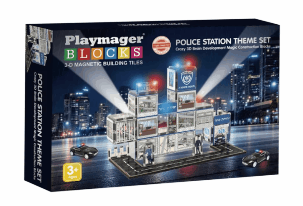 Playmager – מגנטים הרכבה תחנת משטרה | 63 חלקים
