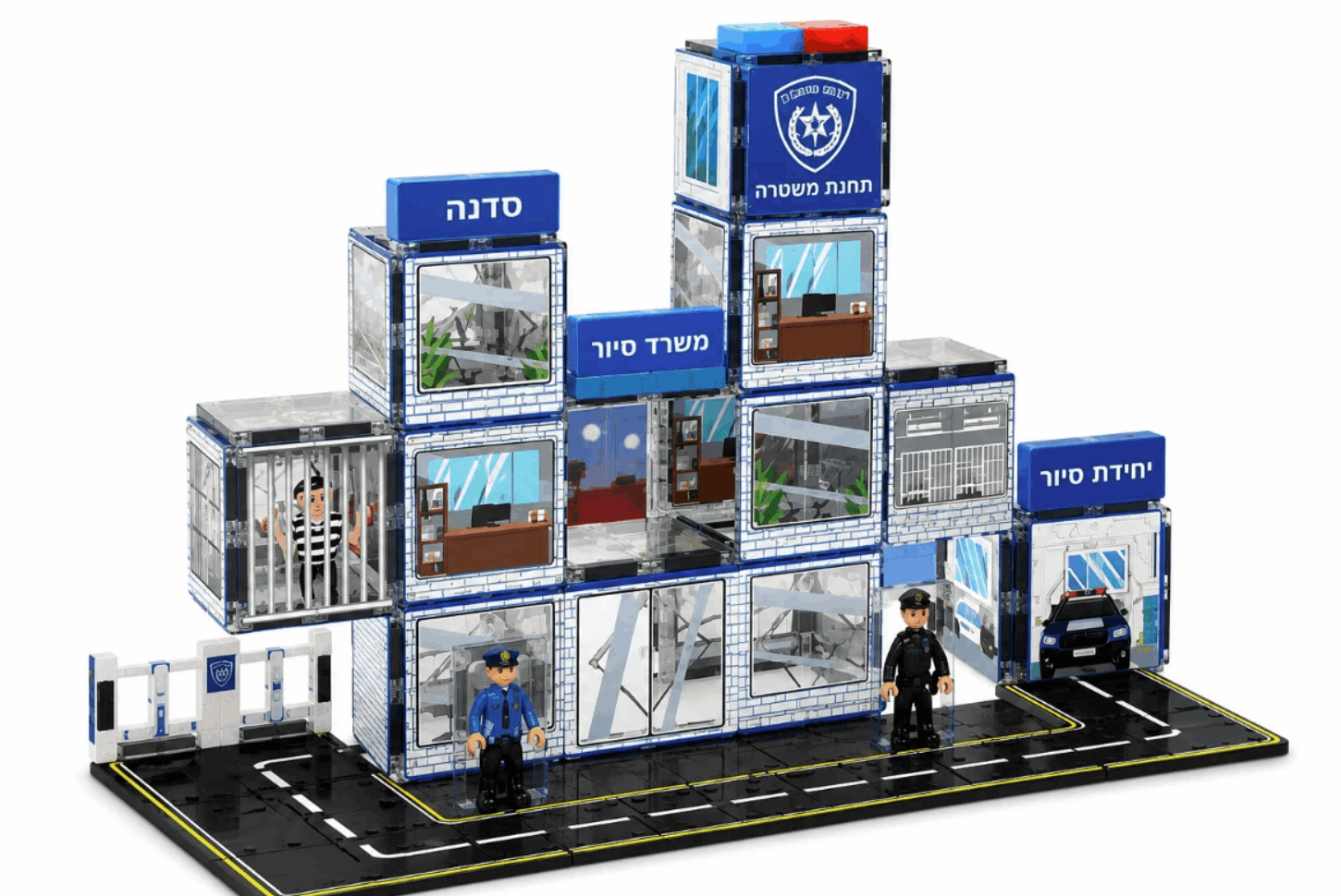 Playmager – מגנטים הרכבה תחנת משטרה | 63 חלקים – תמונה 2