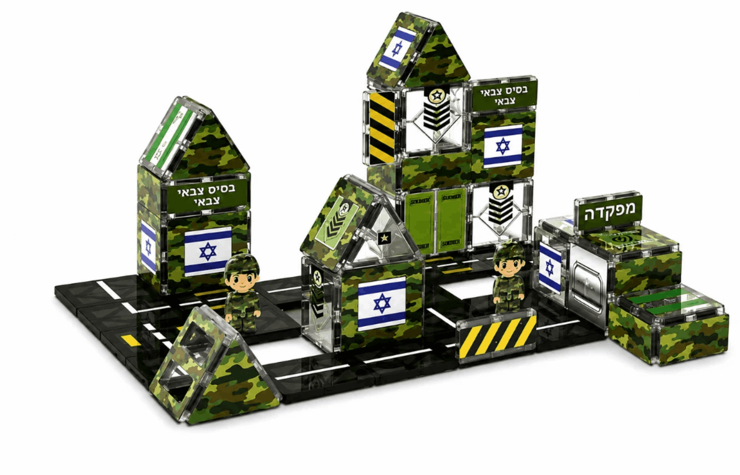 Playmager - הרכבה מגנטים מחנה צבאי | 73 חלקים – תמונה 2